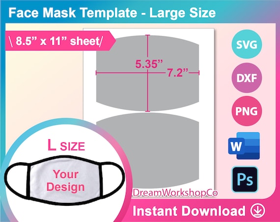 Face Mask Template L Size Sublimation Ms Word PSD PNG - Etsy