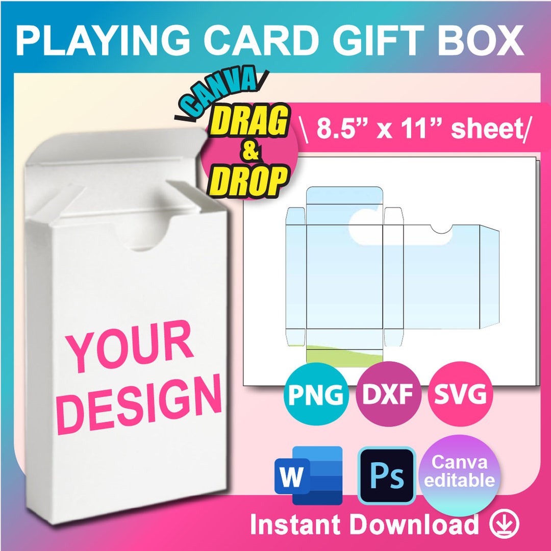 Playing Card Box Template Trading Card Box Template Poker Etsy