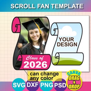 Scroll Fan Template: Graduation DIY Design, Canva, SVG, PNG, Psd (Digital Download)