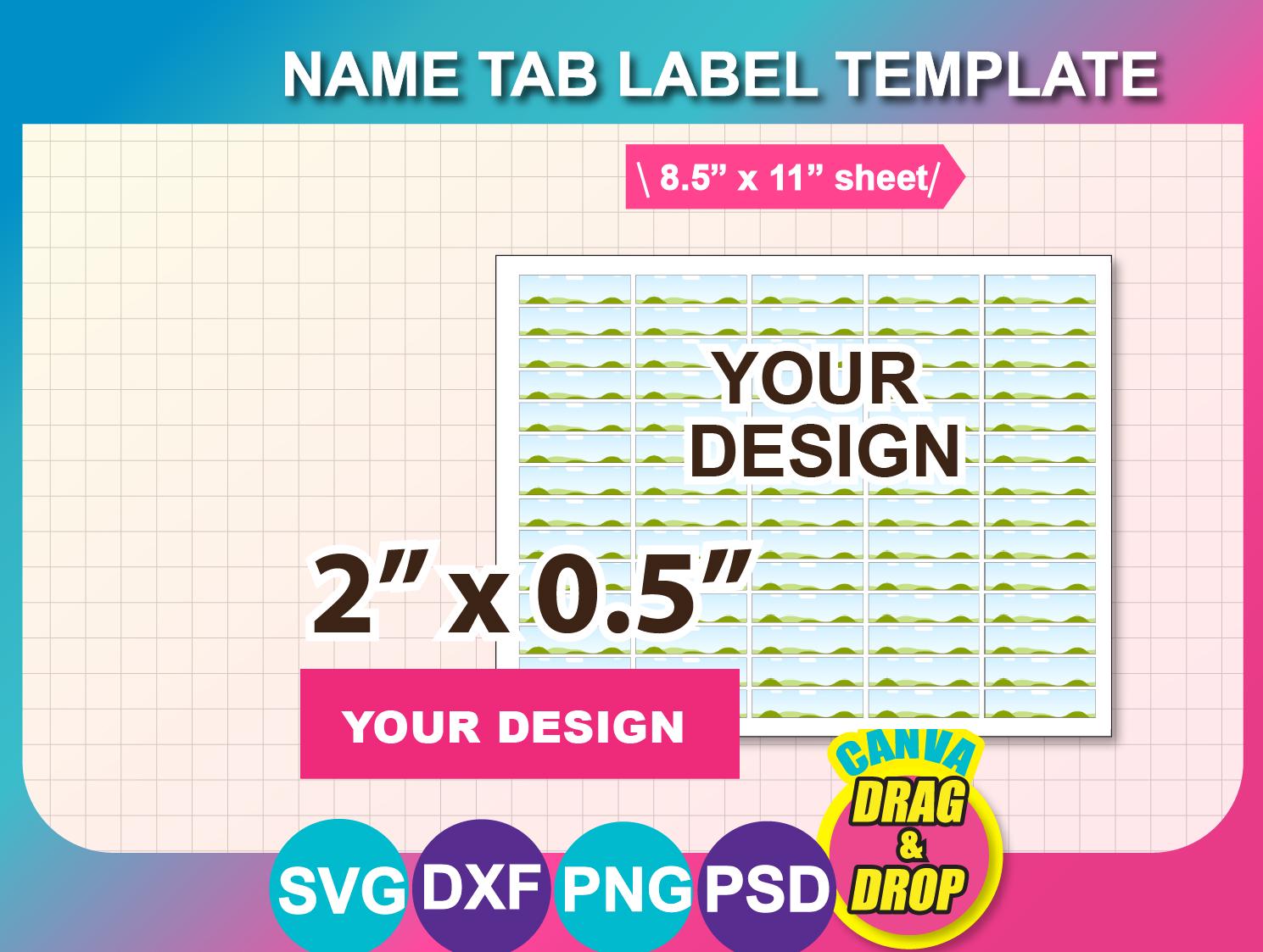 Virtual Name Label Name Label Template: Canva, SVG, Dxf, Png, Digital Download, 8.5x11 ...