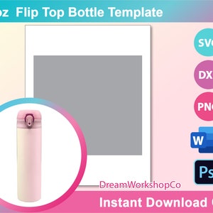 17oz Flip Top Bottle Template, Sublimation Template, 8.5x11 Sheet ...