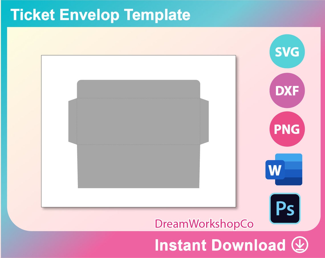 ticket envelope template ms word psd png svg dxf etsy