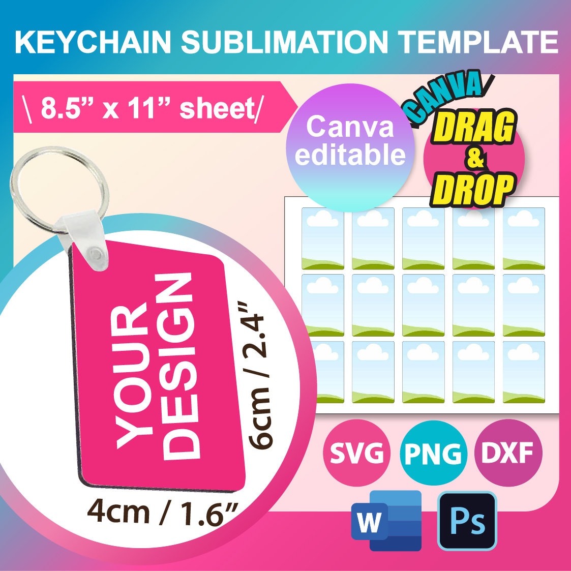 Faux Leather Keychain Sublimation Blank