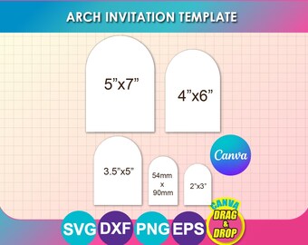 Arch Invitation Template, Postcard, Business Card, RSVP Card, Thank You Card Canva, SVG, DXF, Psd, Png