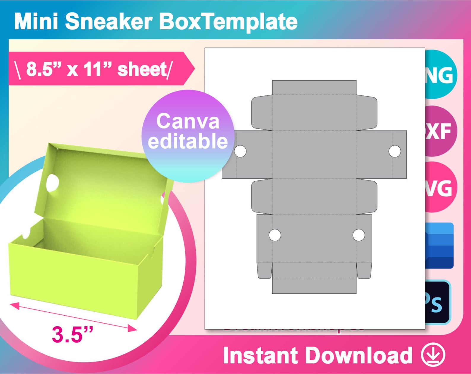 Mini Shoes Box Template Mini Sneaker Box Template Gift Box Etsy