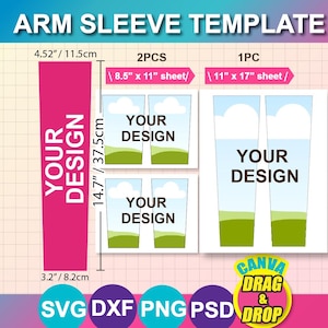 Arm Sleeve Template, Sublimation, Canva, SVG, DXF, Png, Psd. Printable, 11x17  Printable, Instant Download
