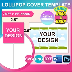 Szablon okładki Lollipop, SVG, DXF, Canva, Ms Word docx, Png, Psd, arkusz 8,5"x11", do druku, natychmiastowe pobranie