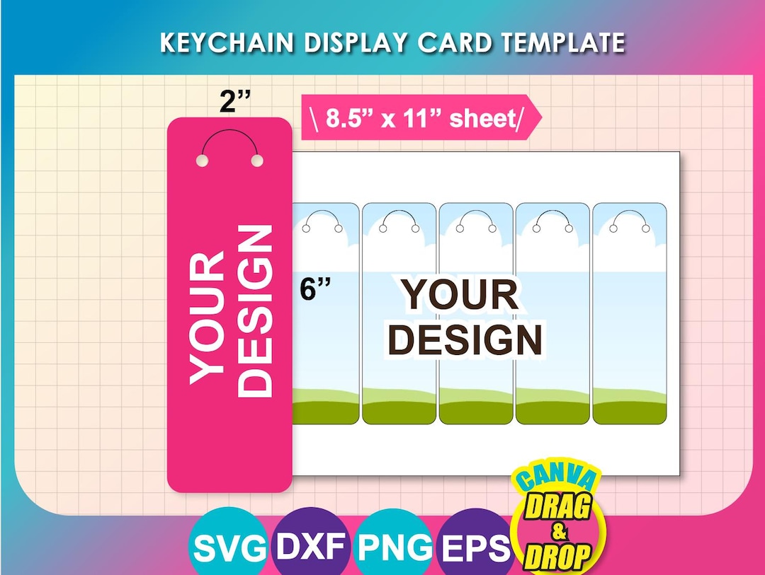 Keychain Display Card Template, Keychain Display Card Template, SVG ...
