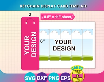 Keychain Display Card Template, Keychain Display Card Template, SVG, DXF, Canva, Ms Word docx, Png, Psd, 8.5"x11" sheet, Printable