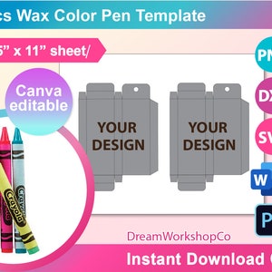 Crayon Box Template (SVG, DXF, PDF, PNG) – Digital Daisy