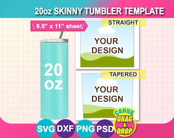 Plantilla para vaso delgado de 20 oz: Diseño de sublimación (descarga digital)