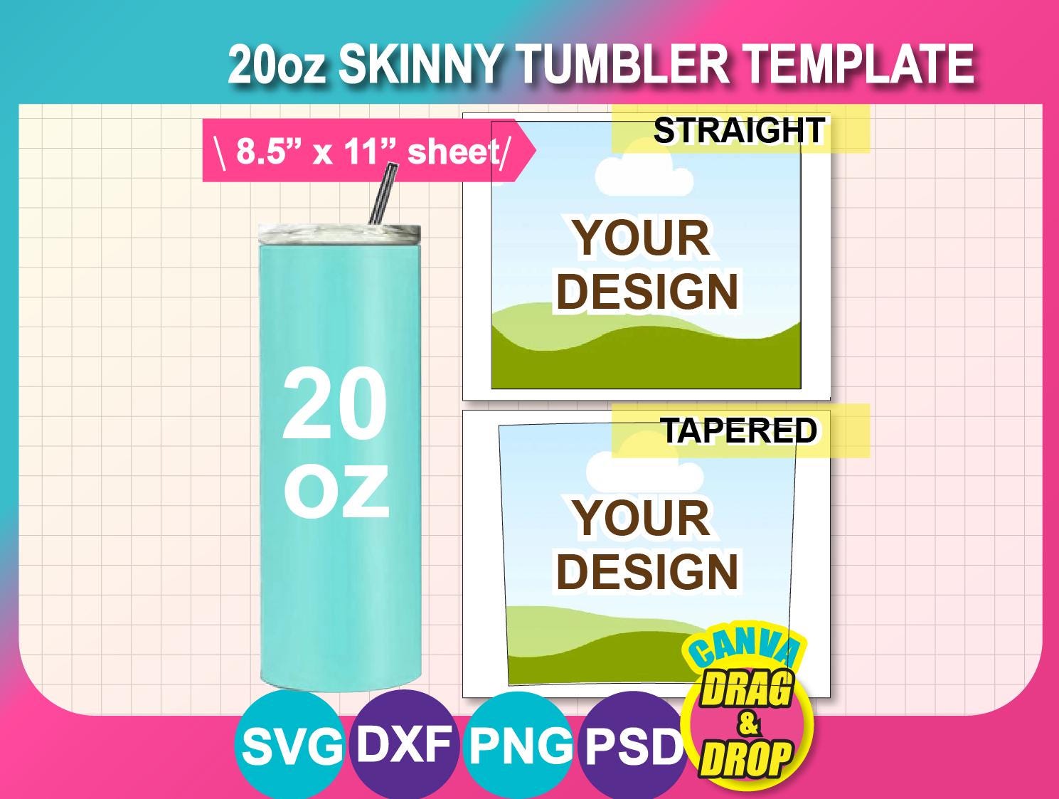 20oz Skinny Tumbler Template: Sublimation Design (digital Download) - Etsy