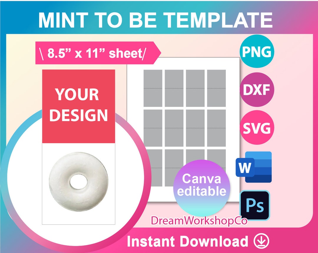Mint to Be Topper Template, Wedding Mint Favour SVG, DXF, Canva, Ms ...