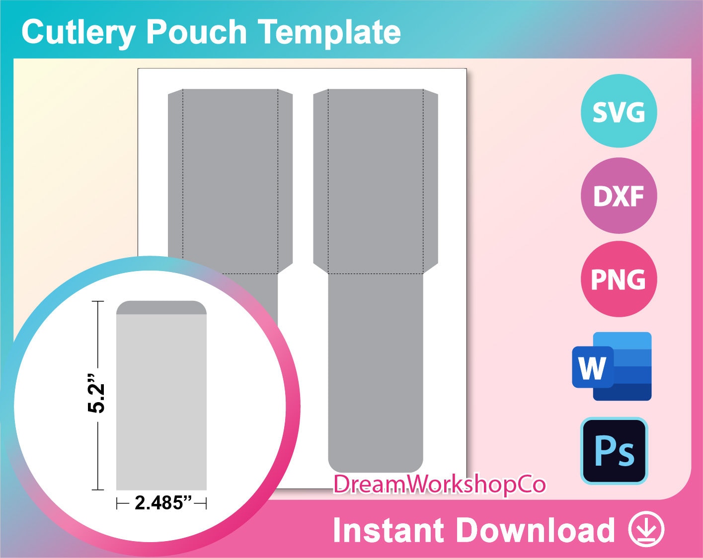 Cutlery pouch Template Cutlery Set template SVG DXF Ms Etsy