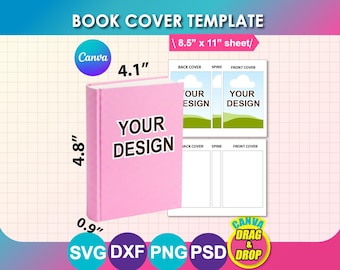 Book Cover Template, Paperback Book Cover, Blank Book Cover Template, Book Cover Design, Printable, Canva, SVG, DXF, Eps, instant download