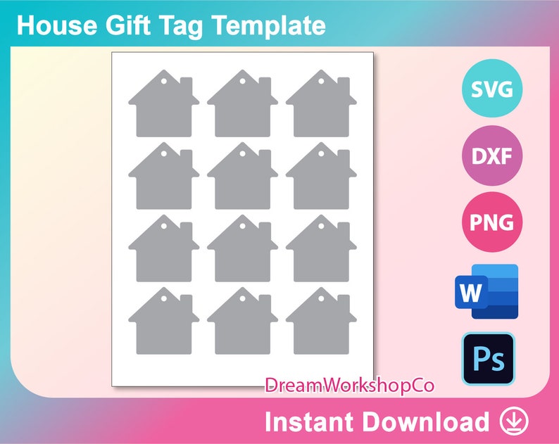 Download House Shape Gift Tag Template Psd Svg Dxf Shipping Tag Template 8 5x11 Sheet House Shape Wedding Tag Template Ms Word Docx Png Paper Paper Party Supplies Womenintech Fi