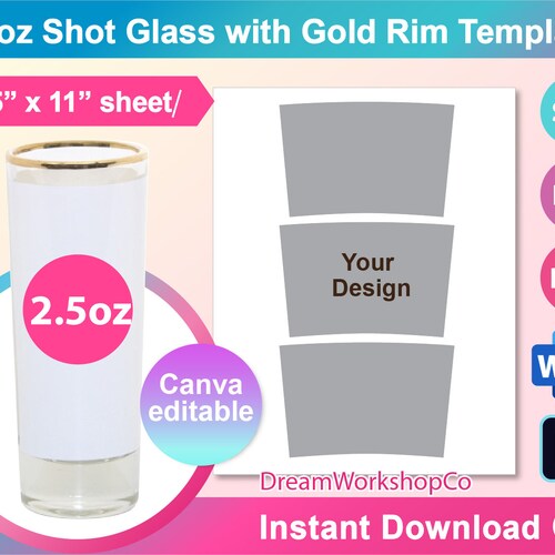 1.5oz Shot Glass Template Sublimation Ms Word Canva PSD Etsy