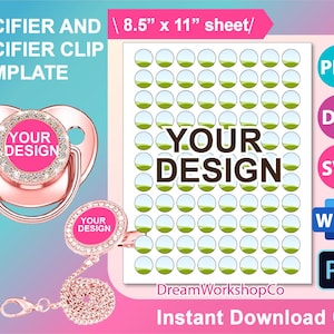 Pacifier Lip Balm Sublimation Template, Baby Pacifier Lip Balm template Canva, SVG, DXF, DOCX, Png, Psd,  8.5x11" sheet, Printable