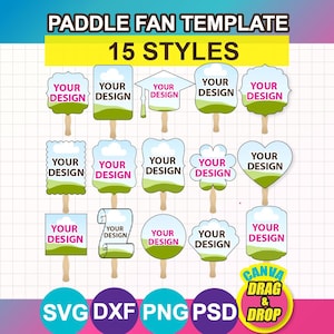 Bundle Paddle Fan Template, Wedding Fan, Church Fan, Graduate Fan SVG, PSD, DXF, Ms Word Docx, Png, 8.5"x11" sheet, Printable