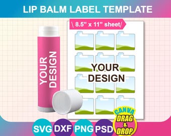 Plantilla para etiqueta de bálsamo labial, Canva, SVG, PNG, DOCX (Descarga instantánea)
