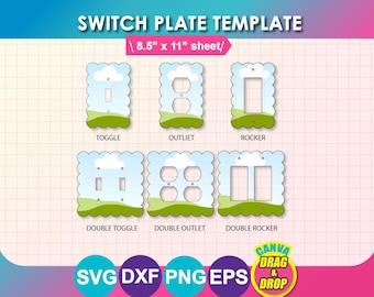 Light Switch Cover, Switch Plate Template, Canva, SVG, DXF, EPS, Png, Laser Cut,  Digital Download