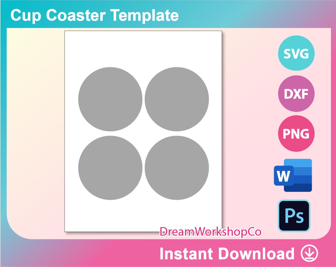 Download Car Cup Coaster Template Car Coaster template SVG DXF Ms | Etsy