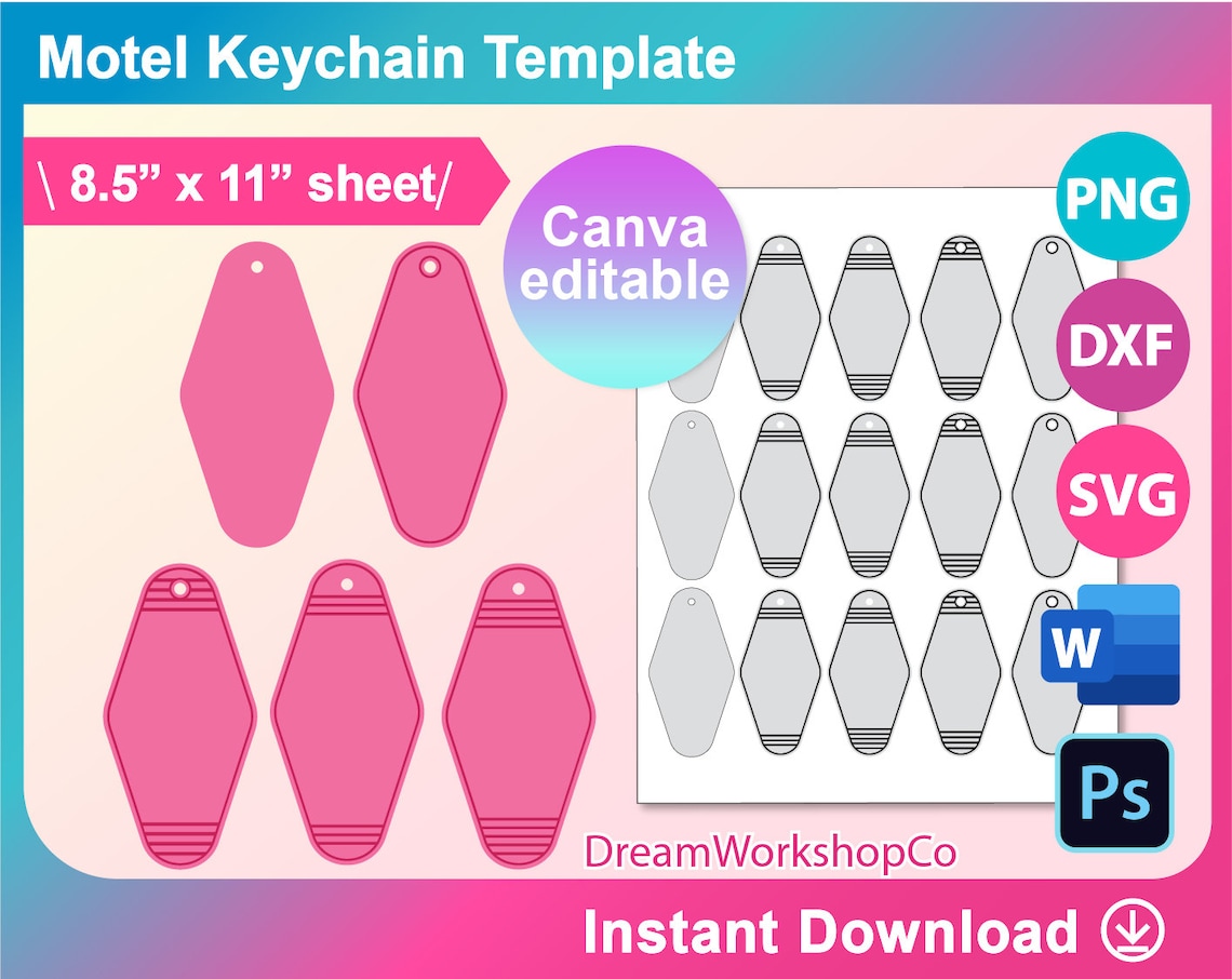 Motel Keychain Template Sublimation Template SVG DXF Ms - Etsy