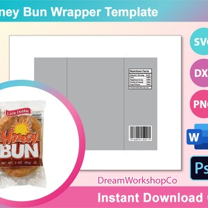 Honey Bun Wrapper Template Honey Bun Template Svg Dxf Ms Etsy Honey Bun Wrapper Template Honey Bun Template Svg Dxf Ms Etsy