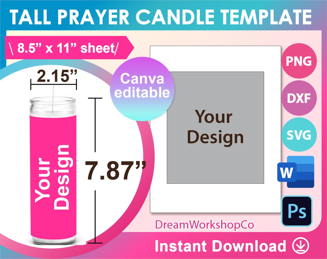 Tall Prayer Candle Template Sublimation Template Canva SVG Etsy Tall Prayer Candle Template Sublimation Template Canva SVG Etsy
