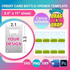 Modèle d'ouvre-bouteille de carte de crédit, modèle de sublimation, modèle de sublimation d'ouvre-bouteille, mot de Mme, PSD, PNG, SVG, Dxf, feuille de 8,5 x 11 po.