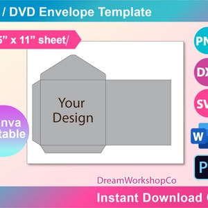 CD Sleeve Template, Ms Word, PSD, Png, SVG, Canva, Dxf, 8.5x11" Sheet ...