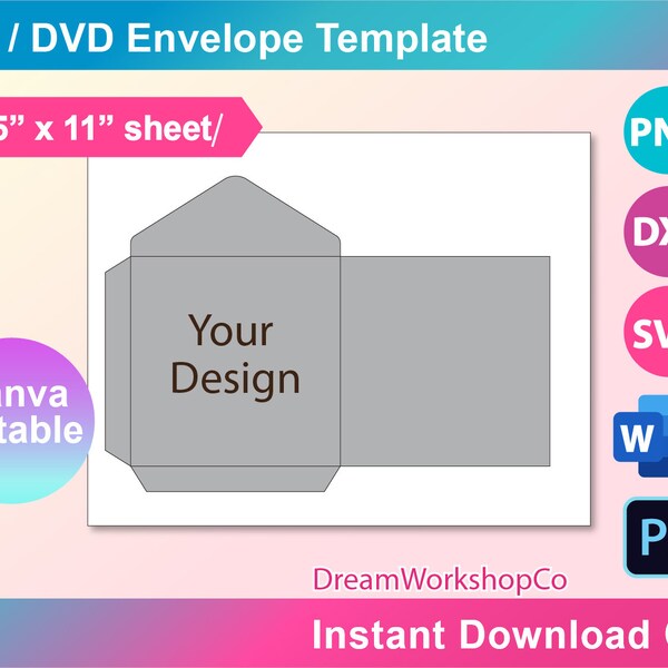 Modèle de pochette de CD, Ms word, PSD, Png, SVG, Canva, Dxf, feuille 8.5x11 », imprimable, téléchargement instantané