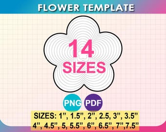 14 Sizes, Flower Oultine Template, Star label, Cut out, Kids Crafts, Classroom Decor, PNG, PDF (Instant Download)