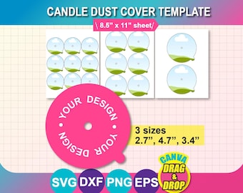 Candle Dust Cover Template, (svg, canva, dxf, png, eps)