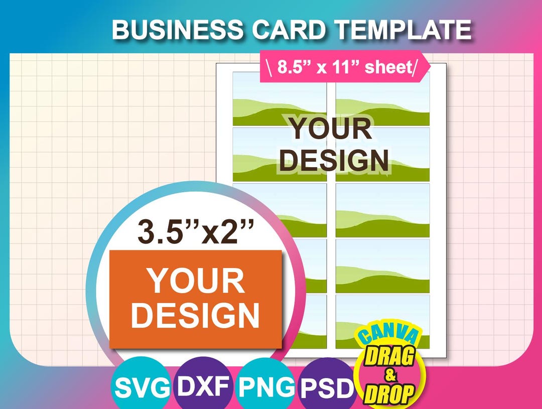Client Card Empty Template Blank Business Card Template (svg, Dxf, Png, Psd), Printable (instant ...