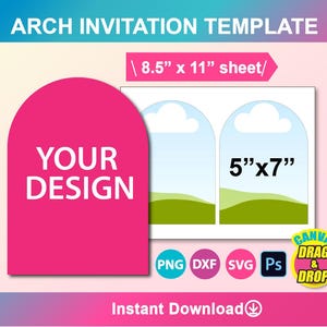 5 "x 7" Einladung Karte Vorlage, Postkarte, Dankeschön-Karte, Bogen Einladung SVG, Canva, DXF, Ms Word docx, Png, Psd, 8,5 "x 11" Blatt, Printable