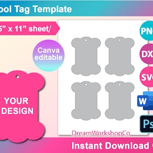 Spool Tag Template, Spool Display Card SVG, DXF, Canva, Ms Word Docx, Png, Psd, 8.5"x11" sheet, Printable