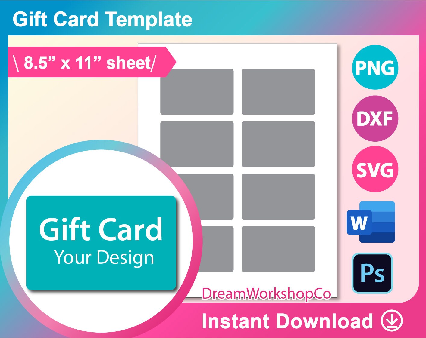 Gift Card Template SVG DXF Ms Word Docx Png Psd - Etsy