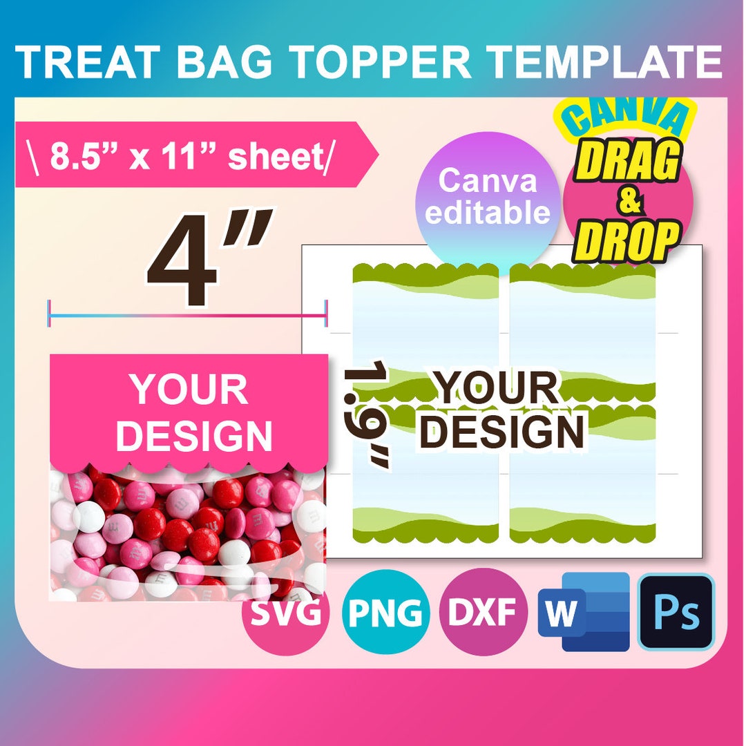 Scalloped Treat Bag Topper Template: Canva, SVG, PNG, PSD, Docx ...