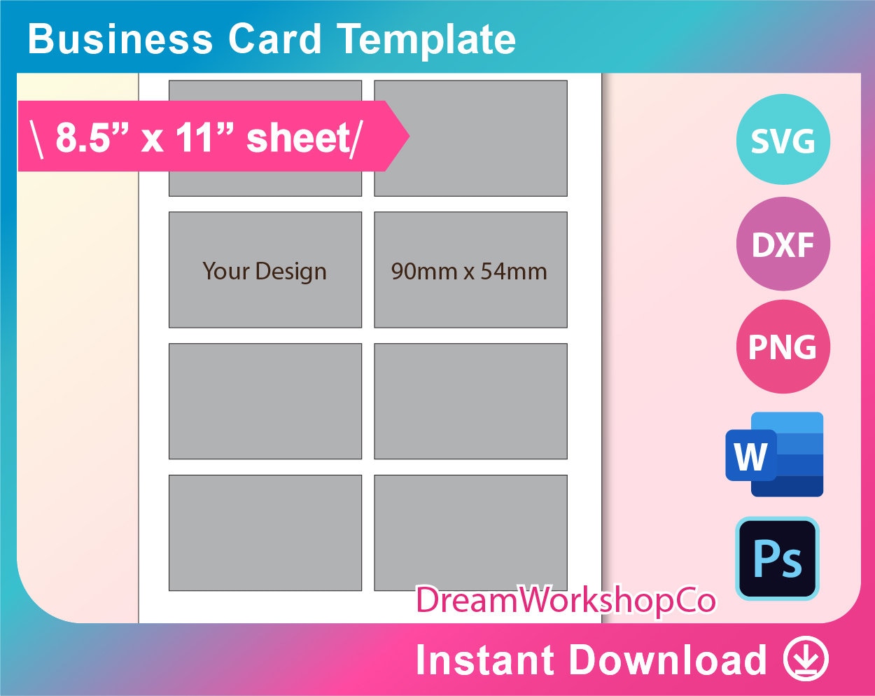 Business Card Template Blank Card Note Card Advice Card - Etsy