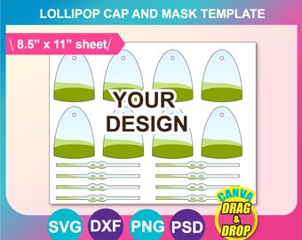 Lollipop Cap and Mask Template: Canva, SVG, PNG, PSD, Docx (Digital Download)