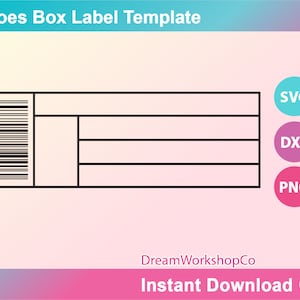 Shoe box label Template, SVG, DXF, PNG  Printable, Instant Download
