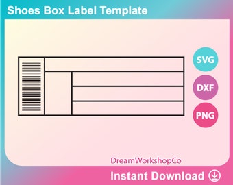 Shoe Box Label Template Shoe Box Label SVG Party Favor 