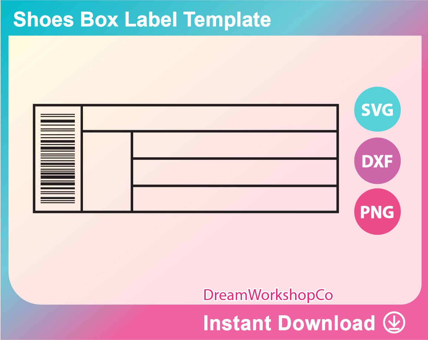 Shoe Box Label Template SVG PNG Printable Instant -