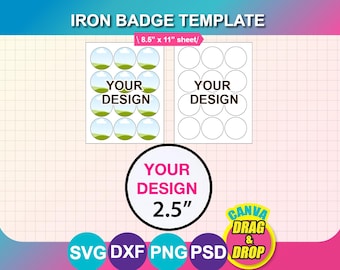 2.5" Round Hat Patch Template: Iron On, Sublimation, Canva, SVG, PNG, PSD (Digital Download)