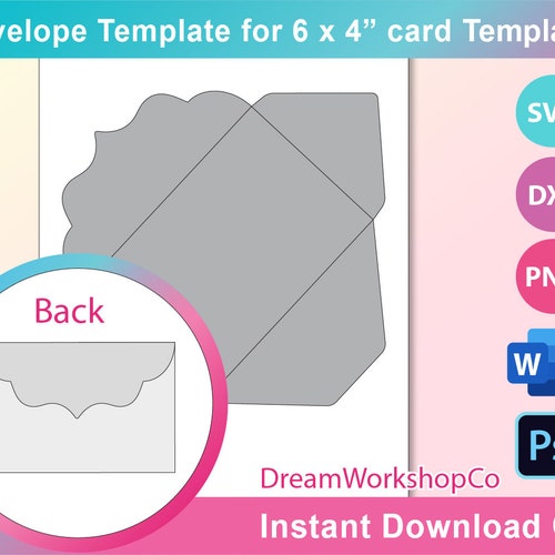 for 6x 4 card envelope template ms word psd etsy
