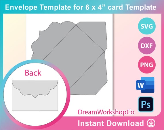 for 6x 4 card envelope template ms word psd etsy