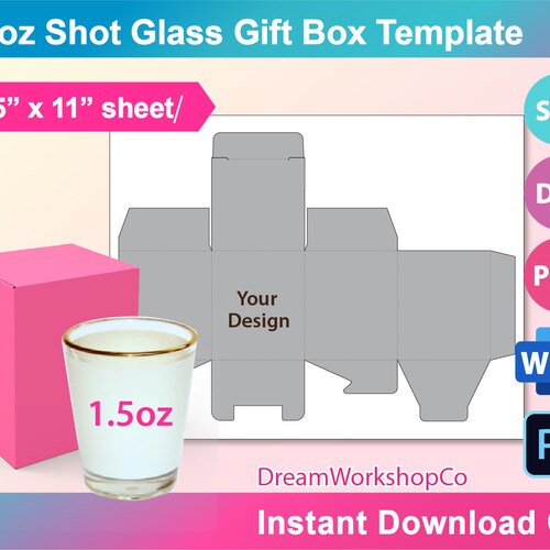 1.5oz Shot Glass Template Sublimation Ms Word PSD PNG Etsy