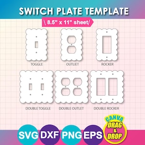 Light Switch Cover, Switch Plate Template, Canva, SVG, DXF, EPS, Png, Laser Cut,  Digital Download