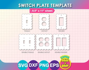 Light Switch Cover, Switch Plate Template, Canva, SVG, DXF, EPS, Png, Laser Cut,  Digital Download